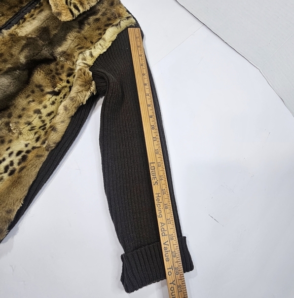 Essentials by Milano Leopard Print Ramie Jacket size L Brown Long Sleeve - Picture 7 of 8